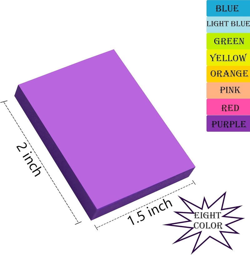 YEECOK (24 Pads) Sticky Notes 1.5x2 in, 8 Colors Post Self Sticky Notes Pad Its, Bright Post Stickies Colorful Sticky Notes for Office, Home, School, Meeting, 75 Sheets/pad - Image 2